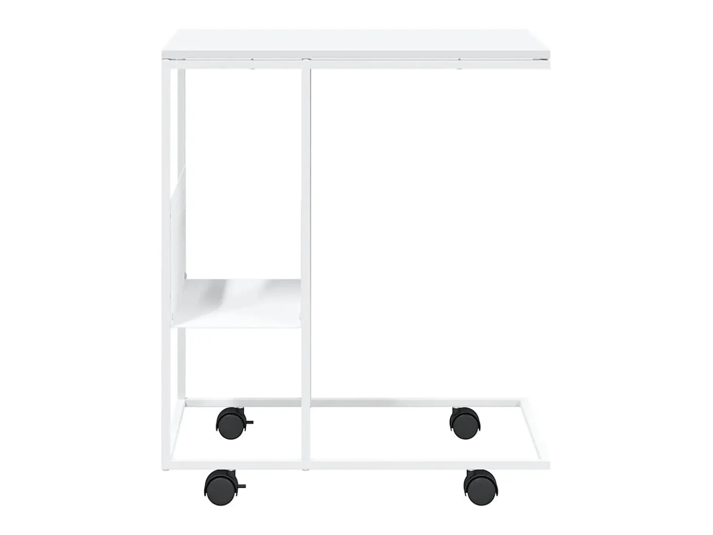 Mesa auxiliar con ruedas madera ingeniería blanco 55x36x63,5 cm