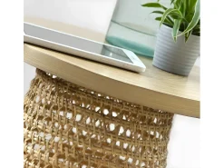 Mesa auxiliar con tabla de bambú pata ratán