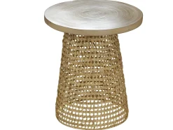 Mesa auxiliar con tabla de bambú pata ratán