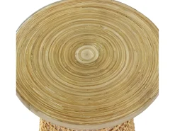 Mesa auxiliar con tabla de bambú pata ratán