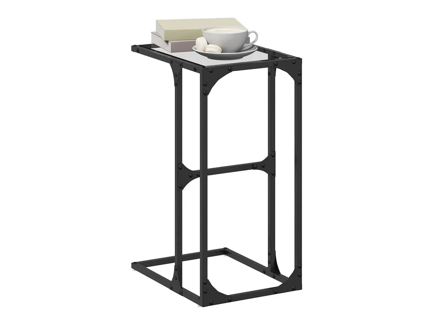 Mesa auxiliar con vidrio transparente acero 40x30x61,5 cm ES507714