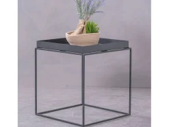 Mesa auxiliar cuadrada en acero apto para exterior - Sorento - Negro