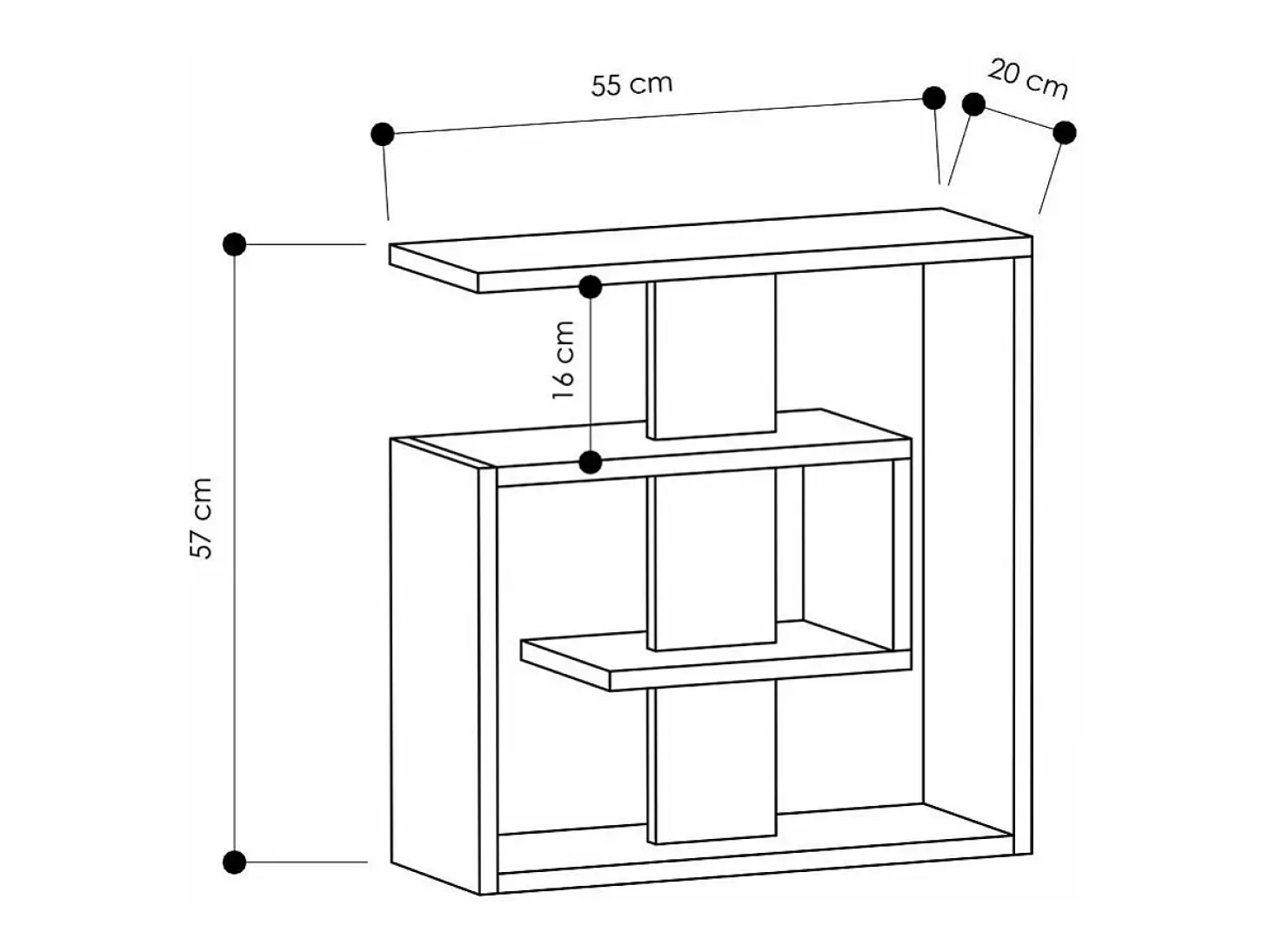 Mesa auxiliar de 4 estantes blancas H57 cm - Saly