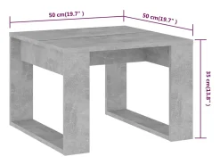 Mesa auxiliar de aglomerado gris hormigón 50x50x35 cm