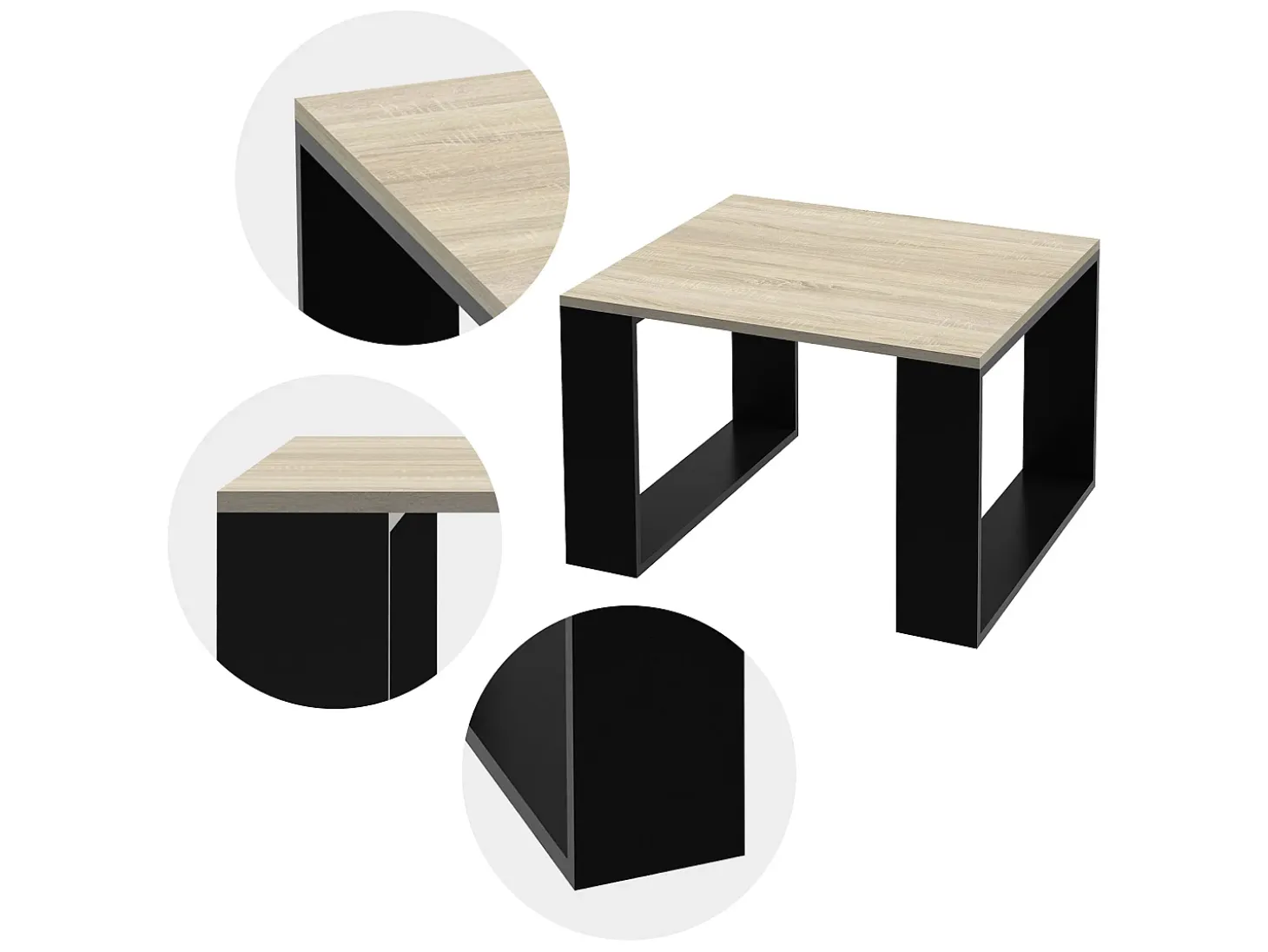 Mesa auxiliar de centro elegante y moderna color negro / madera 65 x 65 x 40 cm