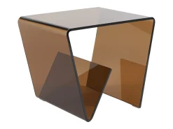 Mesa auxiliar de cristal templado curvado - Marrón - ZENIA