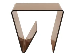 Mesa auxiliar de cristal templado curvado - Marrón - ZENIA