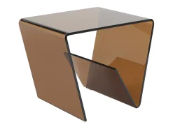 Mesa auxiliar de cristal templado curvado - Marrón - ZENIA