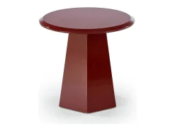 Mesa auxiliar de diseño lacado burdeos con tapa redonda 50 cm KIMI