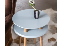 Mesa auxiliar de dos niveles diámetro 45 cm x altura 61 cm Ufo Verde Salvia