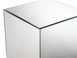 Mesa auxiliar de espejo con estructura de MDF - Forma: cubo - Color: Plata - CUBIX