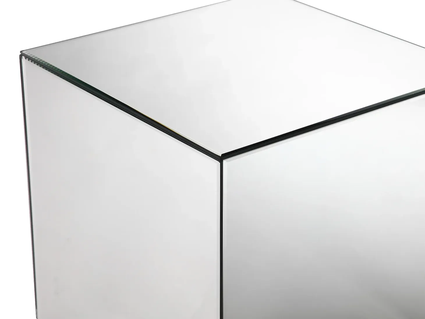 Mesa auxiliar de espejo con estructura de MDF - Forma: cubo - Color: Plata - CUBIX