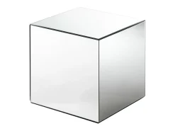 Mesa auxiliar de espejo con estructura de MDF - Forma: cubo - Color: Plata - CUBIX