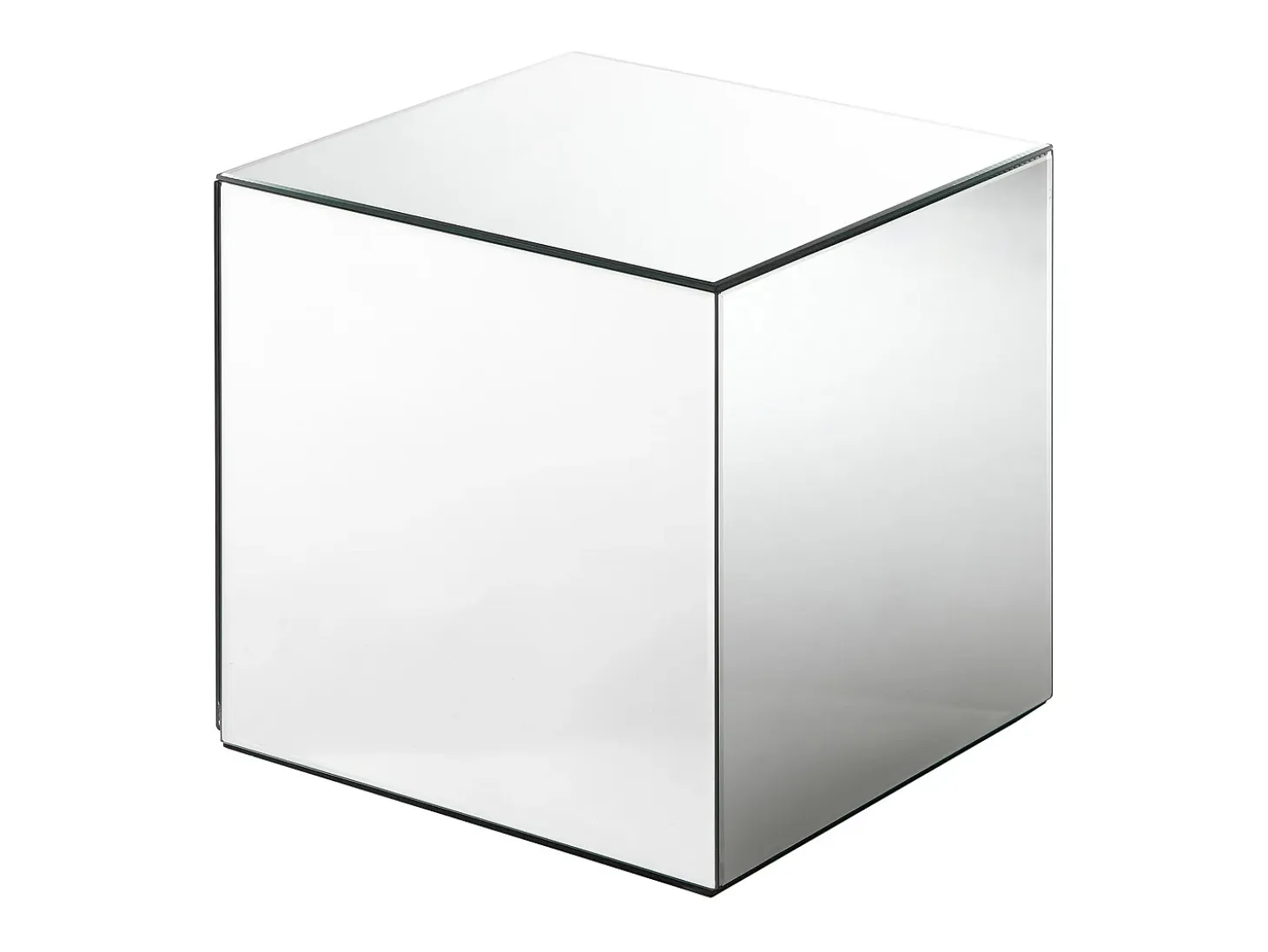 Mesa auxiliar de espejo con estructura de MDF - Forma: cubo - Color: Plata - CUBIX