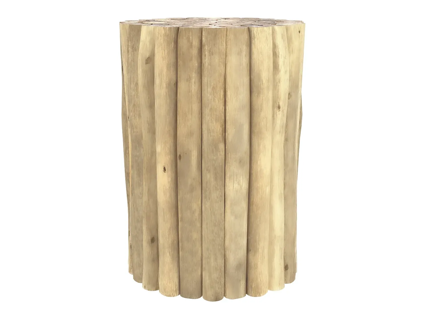 Mesa auxiliar de jardín redonda de 30cm en troncos de teca - Imani