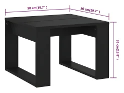 Mesa auxiliar de madera contrachapada negro 50x50x35 cm