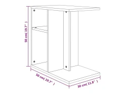 Mesa auxiliar de madera contrachapada gris hormigón 50x30x50 cm