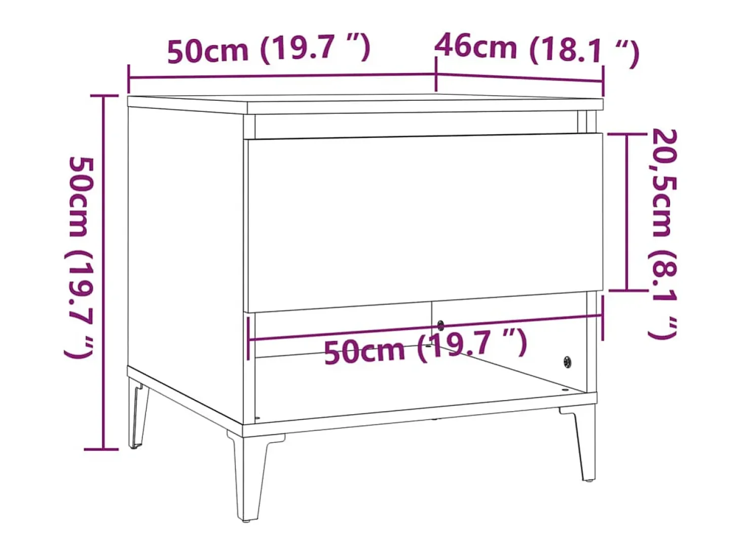 Mesa auxiliar de madera contrachapada gris Sonoma 50x46x50 cm