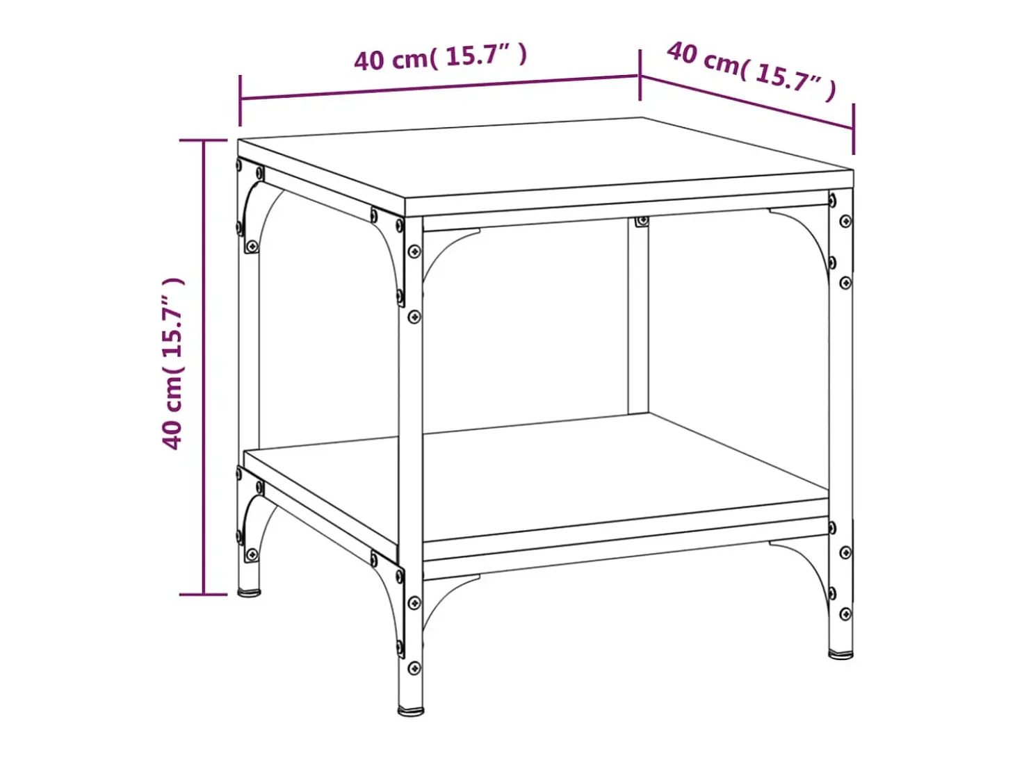 Mesa auxiliar de madera contrachapada negro 40x40x40 cm