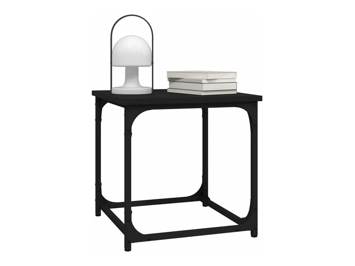 Mesa auxiliar de madera contrachapada negro 40x40x40 cm