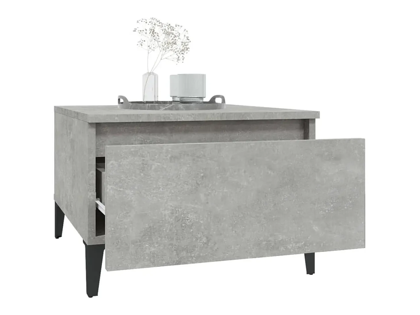 Mesa auxiliar de madera contrachapada gris hormigón 50x46x35 cm