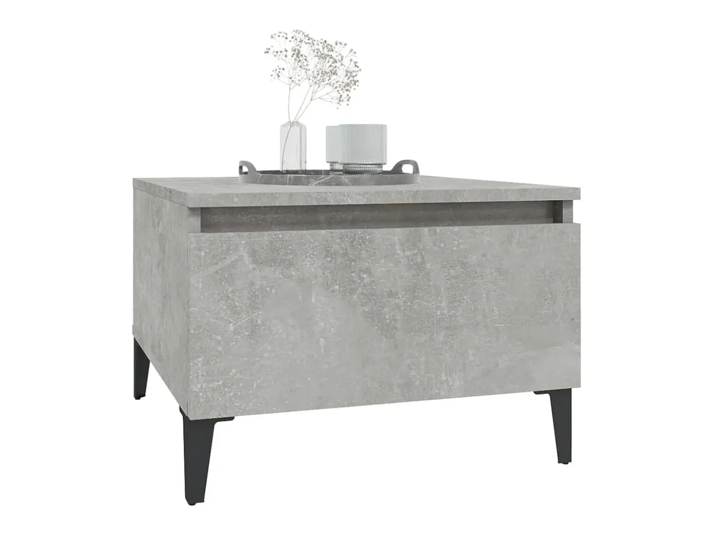 Mesa auxiliar de madera contrachapada gris hormigón 50x46x35 cm