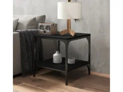 Mesa auxiliar de madera contrachapada negro 40x40x40 cm