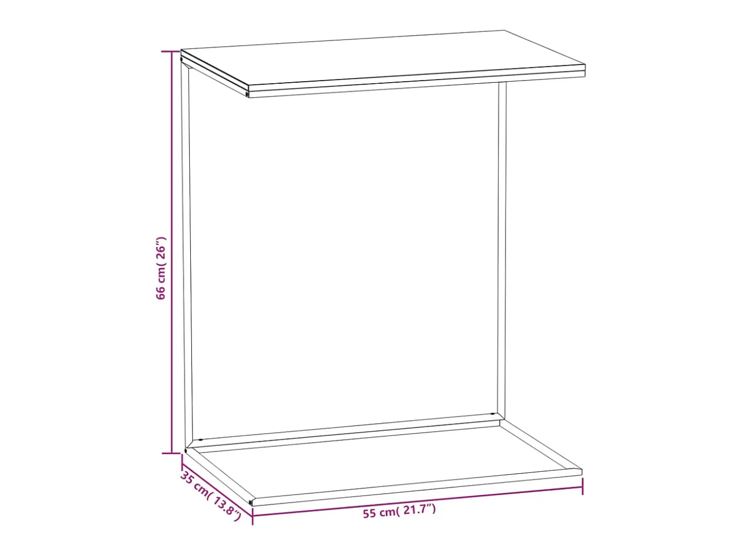 Mesa auxiliar de madera contrachapada blanco 55x35x66 cm