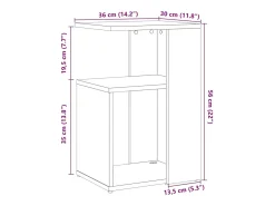 Mesa auxiliar de madera contrachapada roble artisan 36x30x56 cm