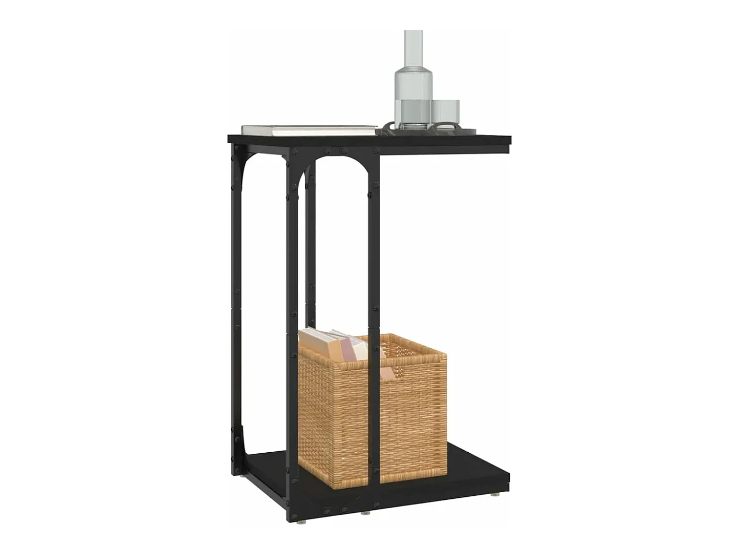 Mesa auxiliar de madera contrachapada negro 40x30x60 cm