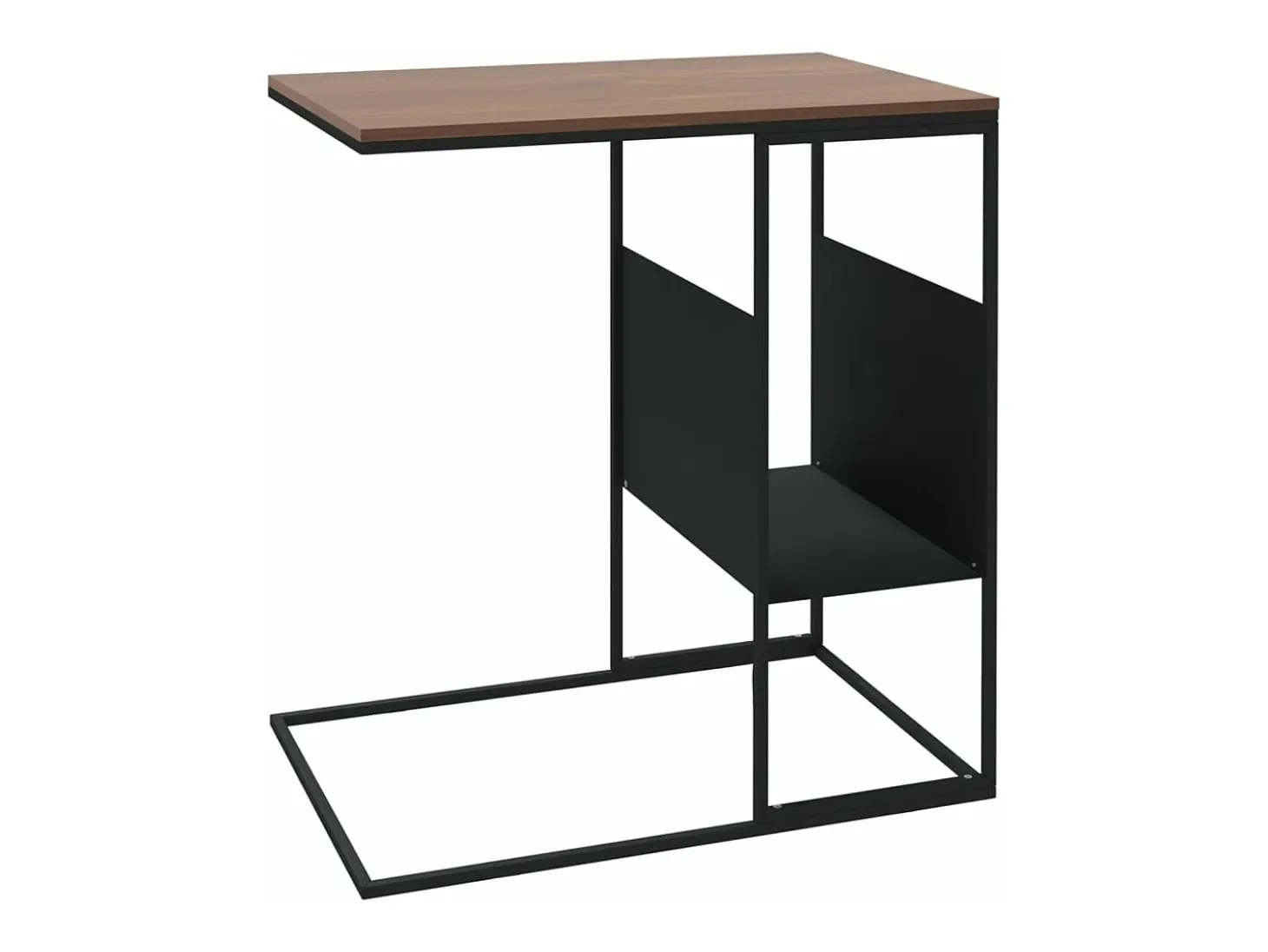 Mesa auxiliar de madera contrachapada negro 55x36x59,5 cm