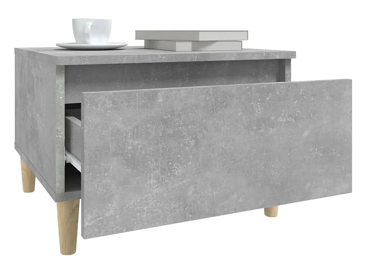 Mesa auxiliar de madera contrachapada gris hormigón 50x46x35 cm