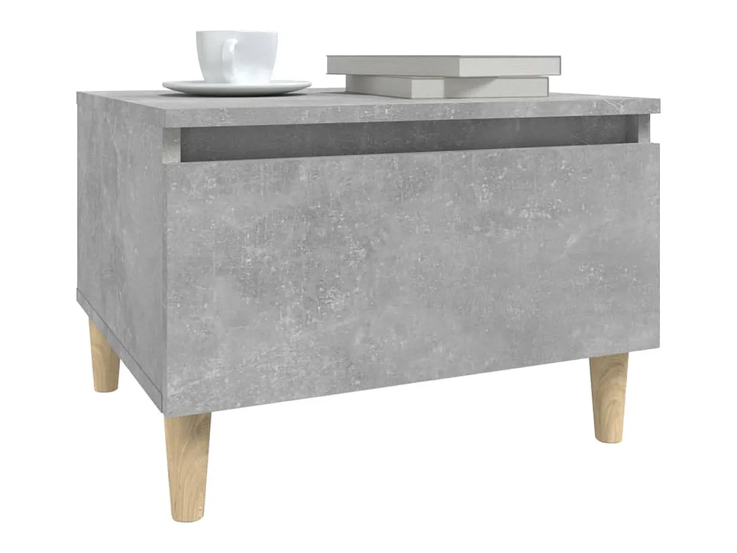 Mesa auxiliar de madera contrachapada gris hormigón 50x46x35 cm