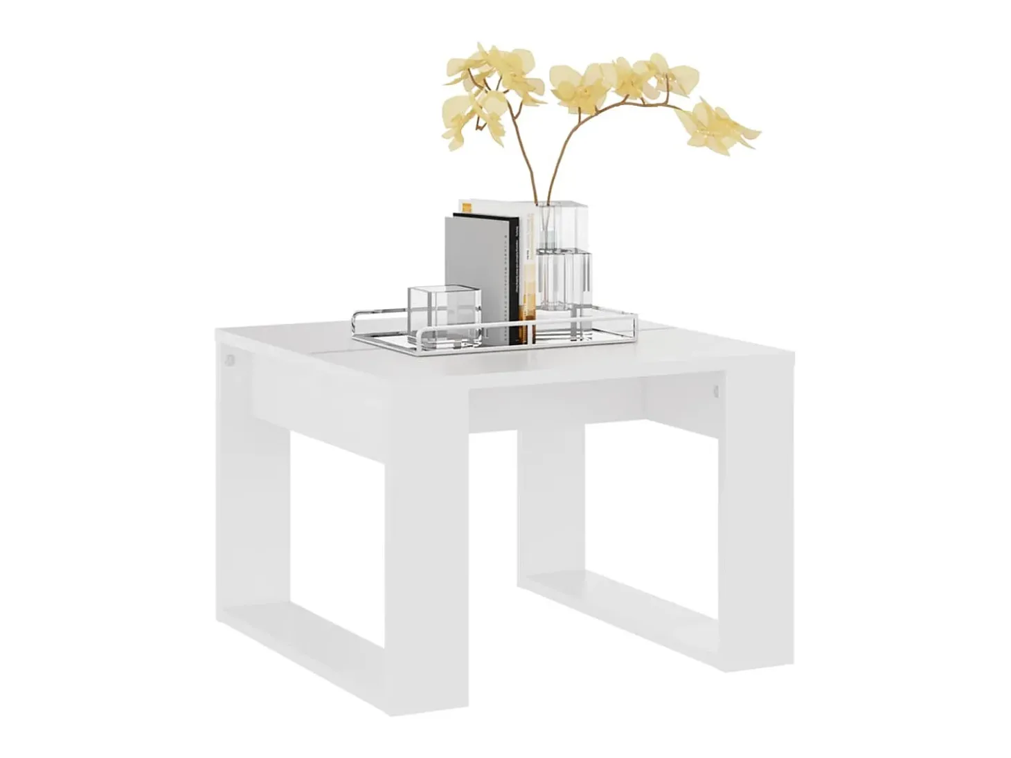 Mesa auxiliar de madera contrachapada blanco 50x50x35 cm