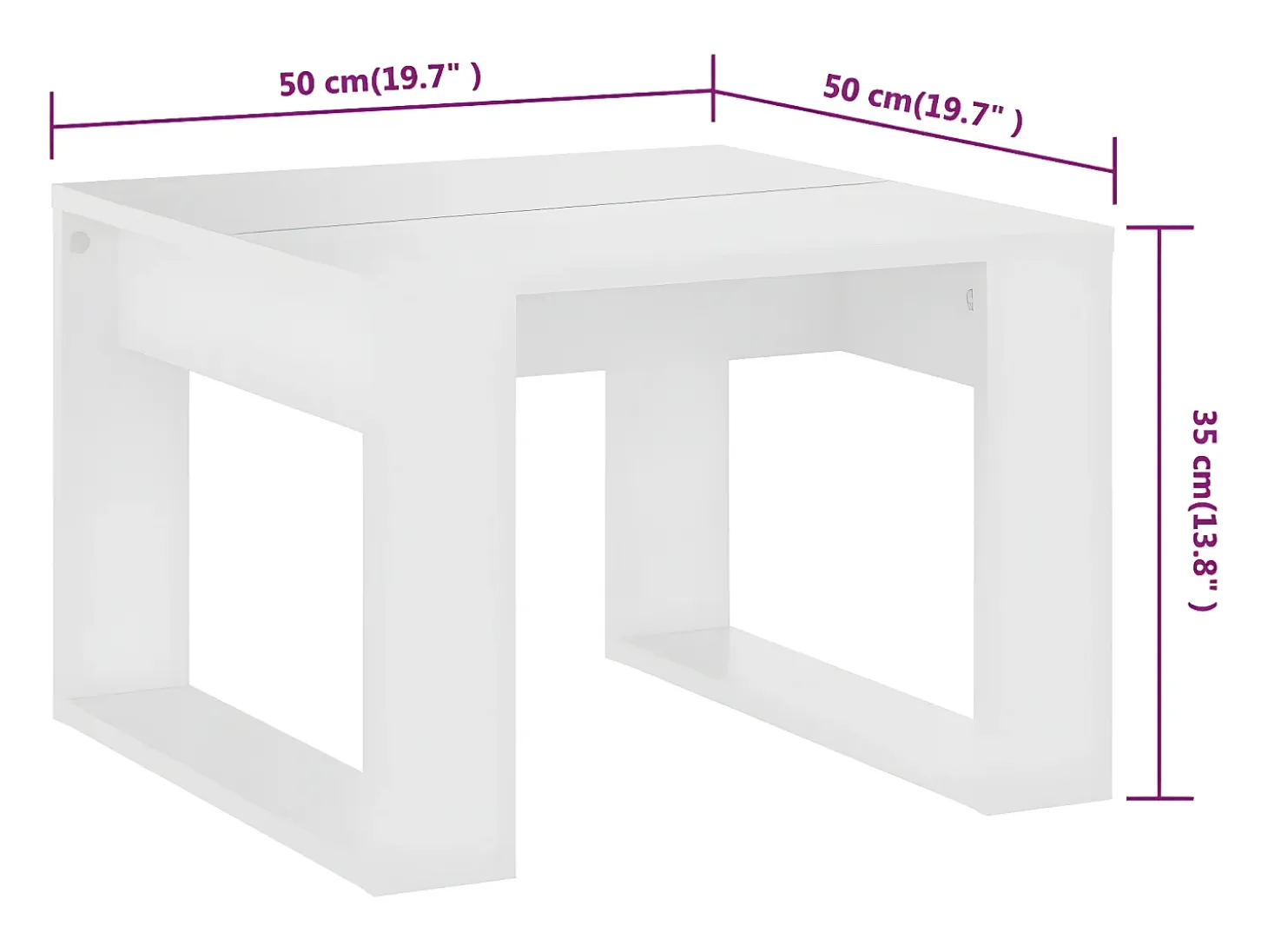 Mesa auxiliar de madera contrachapada blanco 50x50x35 cm