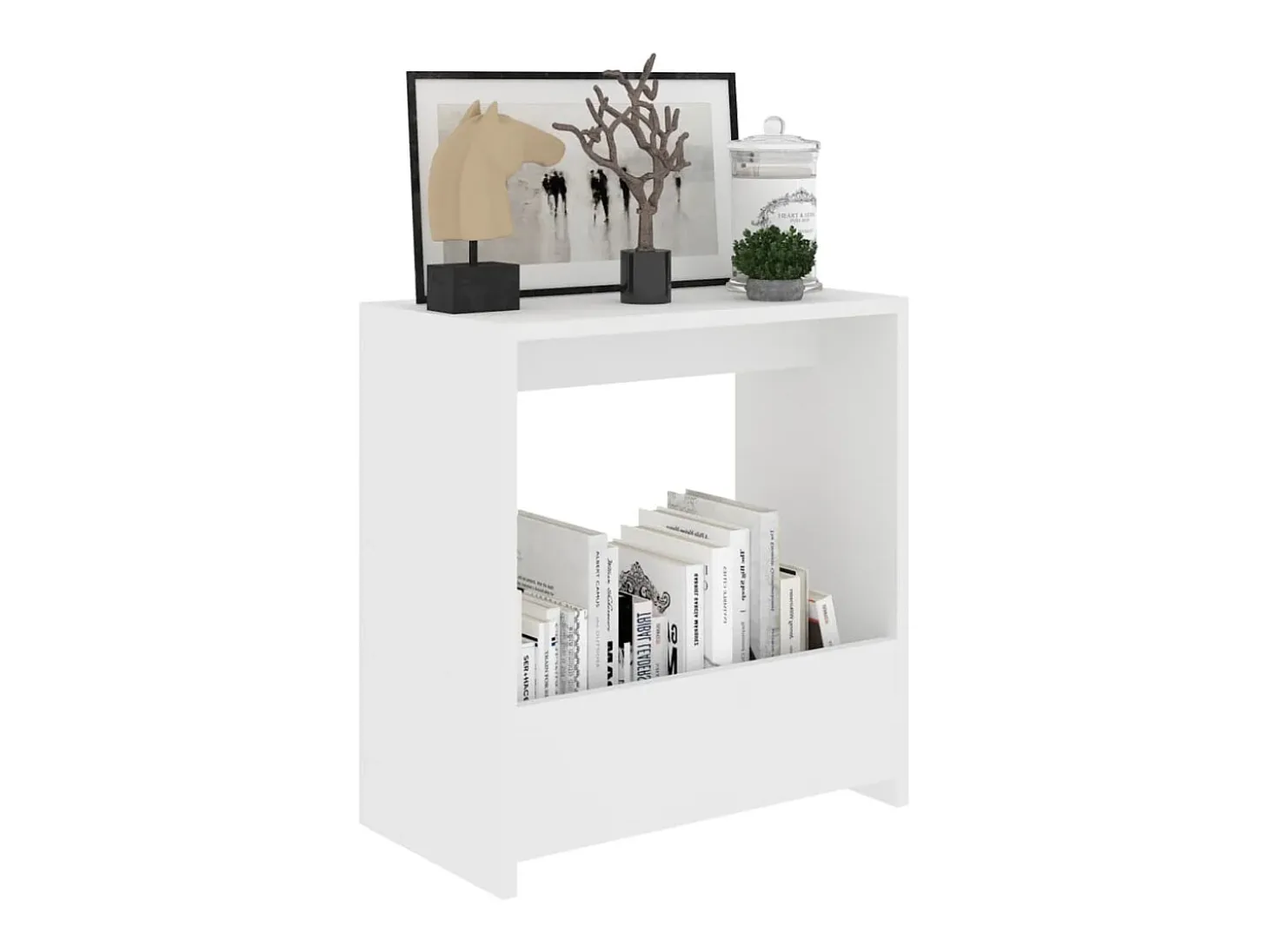 Mesa auxiliar de madera contrachapada blanco 50x26x50 cm