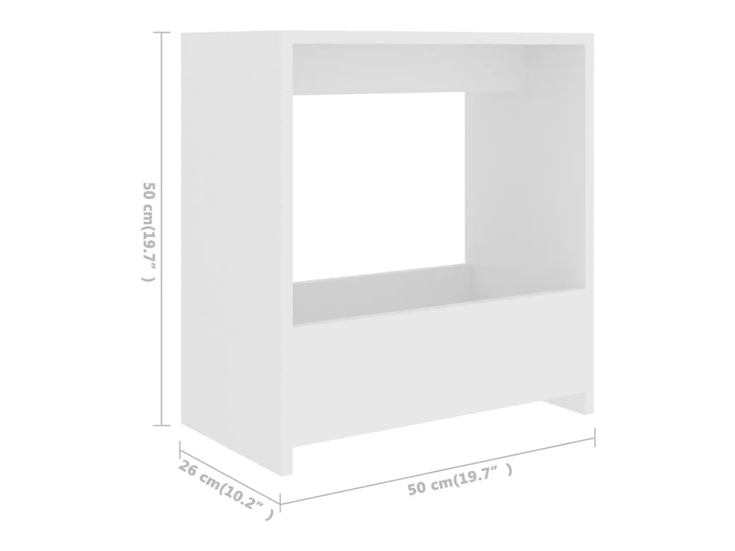 Mesa auxiliar de madera contrachapada blanco 50x26x50 cm