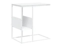 Mesa auxiliar de madera contrachapada blanco 55x36x59,5 cm
