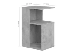 Mesa auxiliar de madera contrachapada gris hormigón 36x30x56 cm