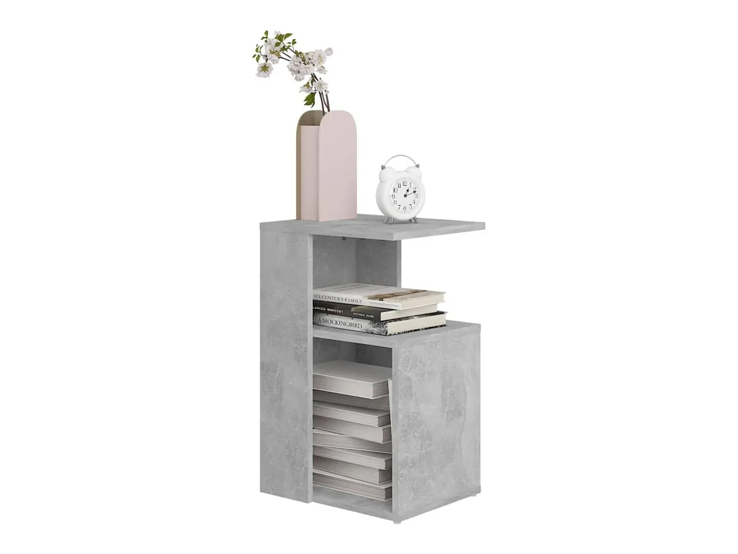 Mesa auxiliar de madera contrachapada gris hormigón 36x30x56 cm