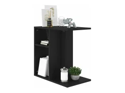 Mesa auxiliar de madera contrachapada negro 50x30x50 cm