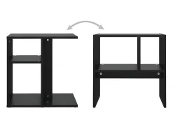 Mesa auxiliar de madera contrachapada negro 50x30x50 cm