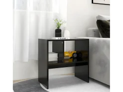 Mesa auxiliar de madera contrachapada negro 50x30x50 cm