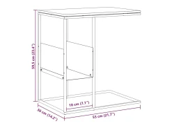 Mesa auxiliar de madera contrachapada blanca 55x36x59,5 cm