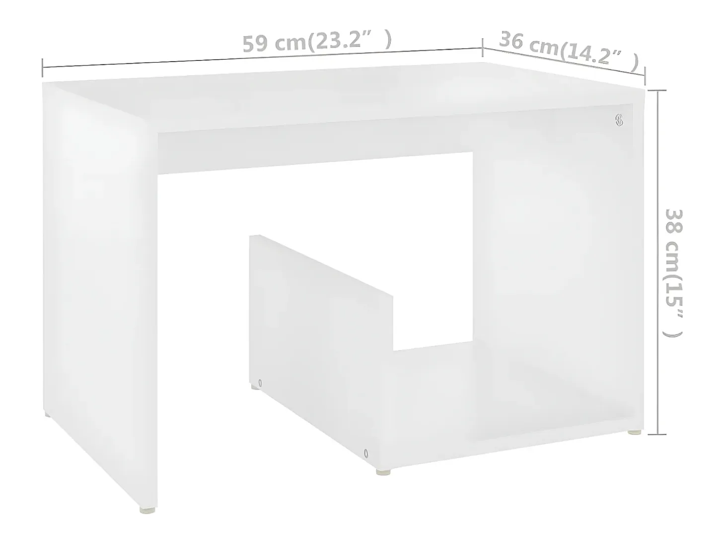Mesa auxiliar de madera contrachapada blanco 59x36x38 cm