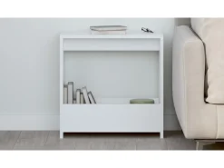 Mesa auxiliar de madera contrachapada blanco 50x26x50 cm