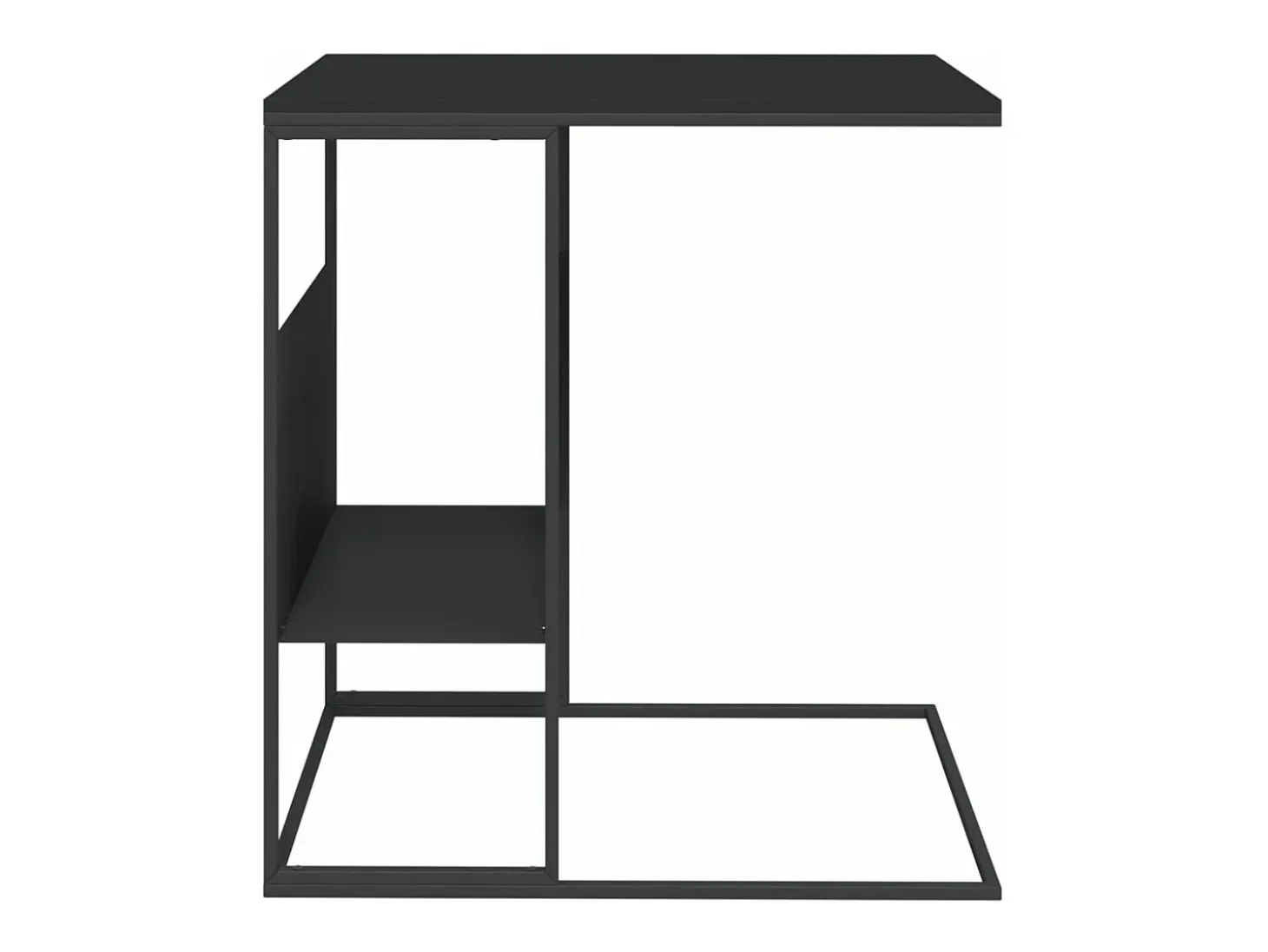 Mesa auxiliar de madera contrachapada negra 55x36x59,5 cm