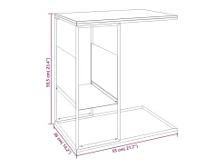 Mesa auxiliar de madera contrachapada negra 55x36x59,5 cm