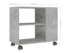Mesa auxiliar de madera contrachapada gris hormigón 70x35x55 cm