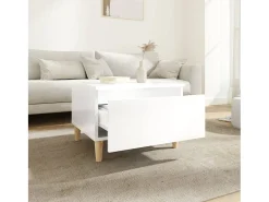 Mesa auxiliar de madera contrachapada blanco brillo 50x46x35 cm